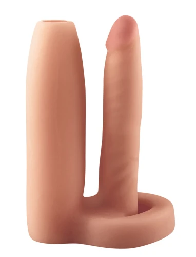 Телесная насадка с анальным фаллосом Double Trouble Girth Gainer - 15,2 см.