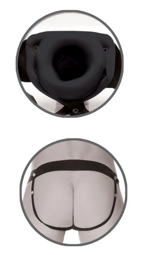 Чёрный полый страпон унисекс Hollow Strap-On - 14,5 см.