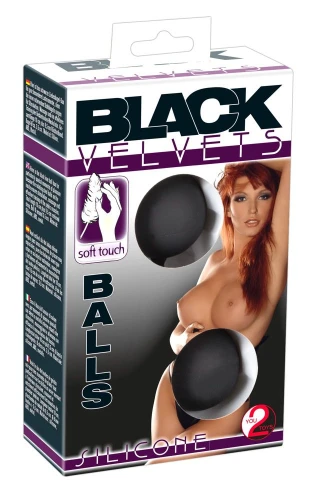 Чёрные вагинальные шарики с петлёй Black Velvets