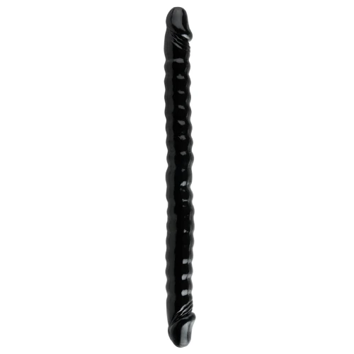 Чёрный двухголовый фаллоимитатор Basix Rubber Works 18" - 45 см.