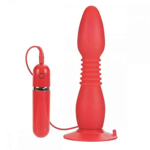 Красная анальная пробка с хребтом и присоской COLT Easy Flex Glider - 18,5 см.