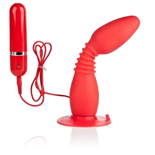 Красная анальная пробка с хребтом и присоской COLT Easy Flex Glider - 18,5 см.