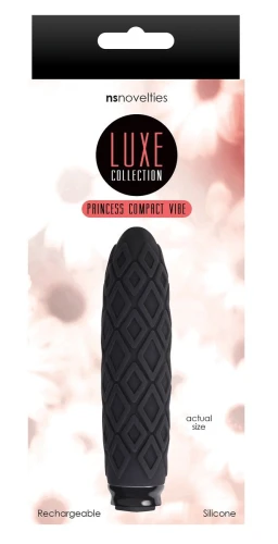 Чёрный фактурный мини-вибратор Luxe Compact Vibe Princess - 10,8 см.