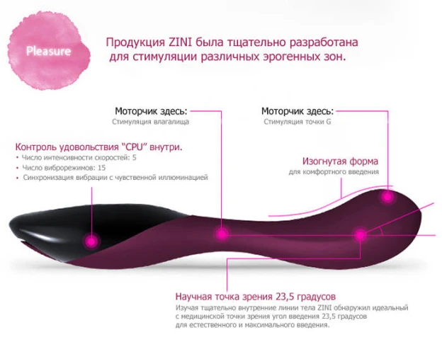 Вибратор ZINI RAN вишневого цвета с чёрным