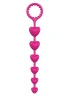 Розовая анальная цепочка с шариками-сердечками HEART BEADS - 23 см.