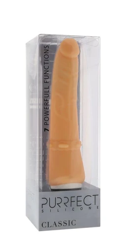 Реалистичный вибромассажёр PURRFECT SILICONE CLASSIC - 17,5 см.