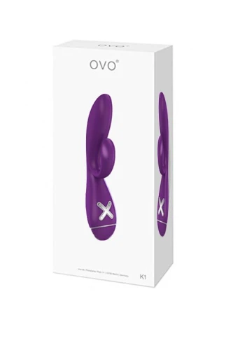 Фиолетовый вибратор с клиторальным стимулятором K1 - 20 см.