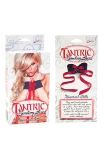 Наручники мягкие Tantric Binding Love Universal Cuffs чёрные с красным