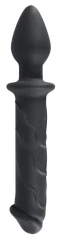 Чёрный двусторонний стимулятор Dildo & Plug - 22,8 см.