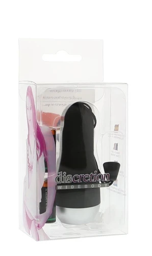 Чёрный водонепроницаемый мини-вибратор DISCRETION WIDE BODY BLACK - 6,5 см.