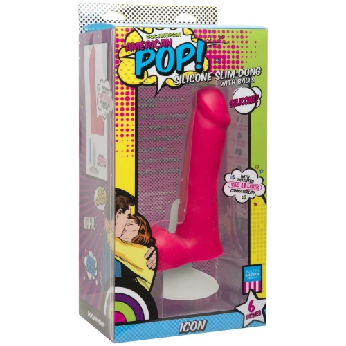 Розовый фаллоимитатор Icon 6" Slim Dong with Balls - 16,5 см.