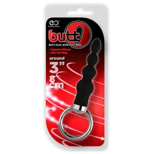 Чёрная анальная цепочка с колечком BUTT O 3INCH BUTT PLUG