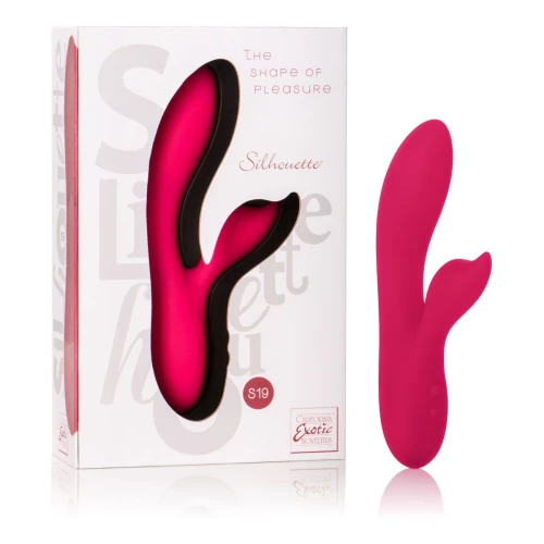 Красный вибромассажер с лепестком для стимуляции клитора Silhouette S19
