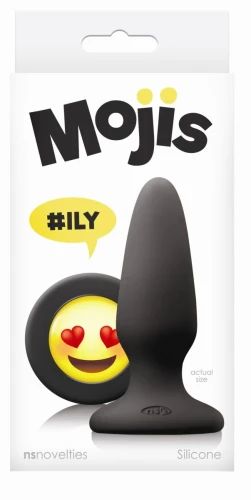 Чёрная силиконовая пробка среднего размера Emoji ILY - 10,2 см.