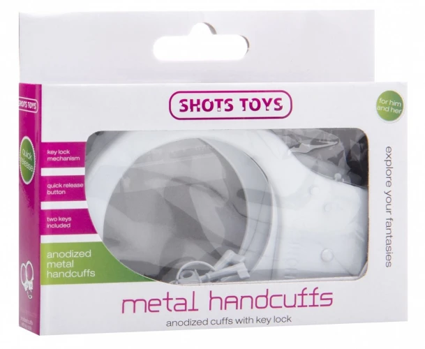 Белые металлические наручники SHOTS TOYS White