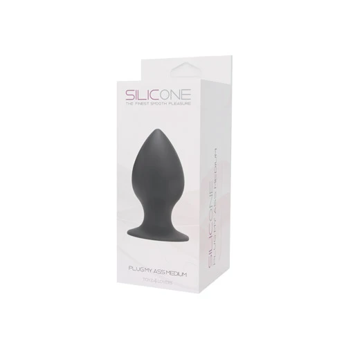 Большая чёрная анальная втулка среднего размера PLUG MY ASS SILICONE MEDIUM - 10 см.