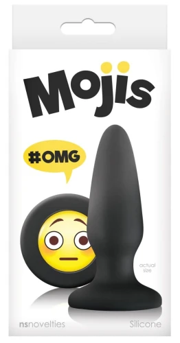 Чёрная силиконовая пробка среднего размера Emoji OMG - 10,2 см.