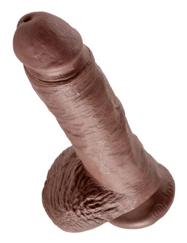 Коричневый фаллоимитатор 8" Cock with Balls - 21,3 см.