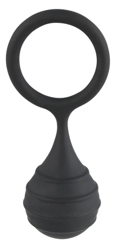 Чёрное силиконовое кольцо Cock ring & weight с утяжелением