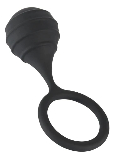 Чёрное силиконовое кольцо Cock ring & weight с утяжелением