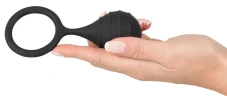 Чёрное силиконовое кольцо Cock ring & weight с утяжелением