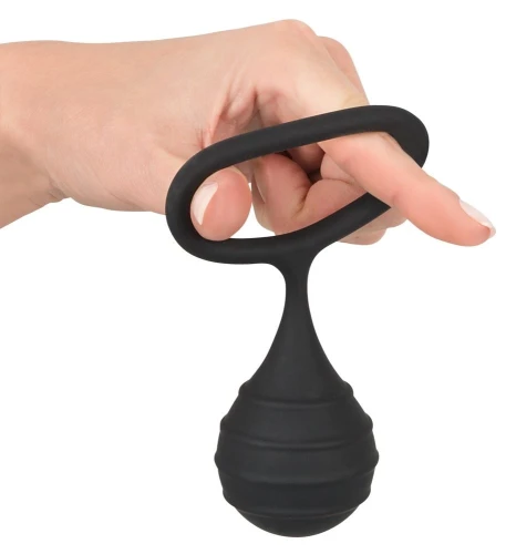 Чёрное силиконовое кольцо Cock ring & weight с утяжелением