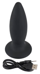 Чёрная перезаряжаемая анальная пробка Black Velvets Recharge Plug L - 14,7 см.