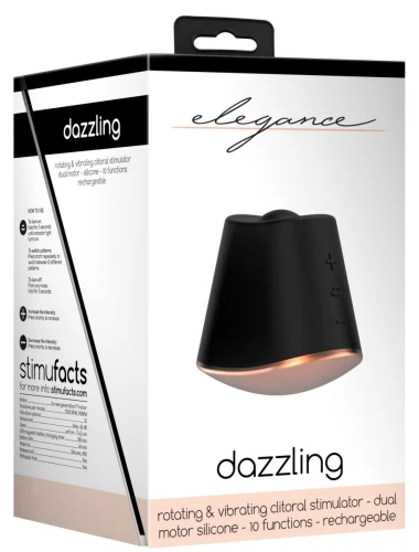 Чёрный клиторальный стимулятор Dazzling с вибрацией и ротацией - 6,7 см.