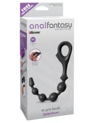 Чёрная анальная цепочка EZ-Grip Beads - 29,2 см.