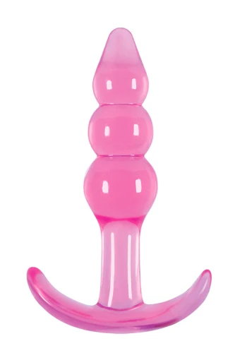 Розовая анальная пробка Jelly Rancher T-Plug Ripple - 10,9 см.