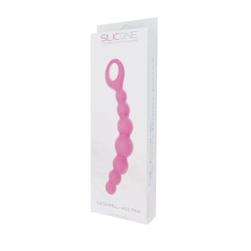 Розовая анальная цепочка CATERPILL-ASS SILICONE PINK - 19,5 см.