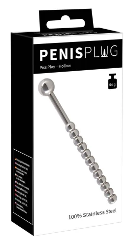 Серебристый уретральный стимулятор Penis Plug Piss Play - 14 см.