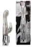 Вибратор с блёстками и клиторальным стимулятором WATERPROOF ROTATING G-SPOT RABBIT - 17,5 см.