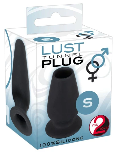 Чёрная анальная пробка с тоннелем Lust Tunnel Plug S - 7,5 см.
