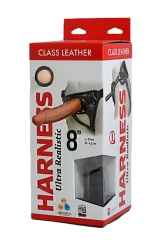 Насадка-фаллоимитатор на кожаных трусиках Harness Ultra Realistic 8" - 20 см.