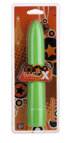 Зелёный классический вибратор BASICX MULTISPEED VIBRATOR GREEN 7INCH - 18 см.