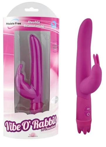 Тёмно-пурпурный вибростимулятор 10 Function Vibe-O rabbit - 21 см.