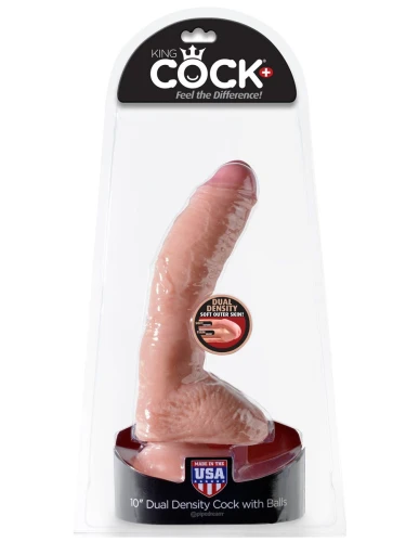 Телесный загнутый фаллоимитатор Dual Density 10" Cock - 25,4 см.
