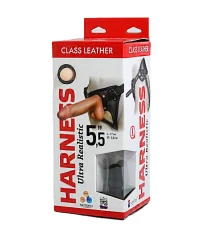 Насадка-фаллоимитатор на кожаных трусиках Harness Ultra Realistic 5,5" - 17 см.