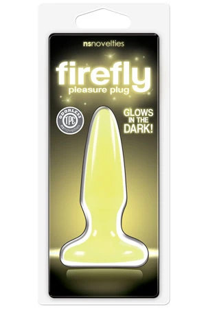 Жёлтая анальная пробка, светящаяся в темноте, Firefly Pleasure Plug Mini - 8,1 см.