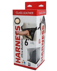 Насадка-фаллоимитатор на кожаных трусиках Harness Ultra Realistic 6" - 16 см.