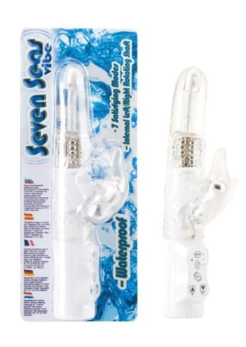 Вибромассажер с клиторальным стимулятором SEVEN SEAS VIBE CLEAR - 21,5 см.