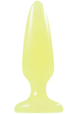 Жёлтая анальная пробка, светящаяся в темноте, Firefly Pleasure Plug Small - 10,1 см.