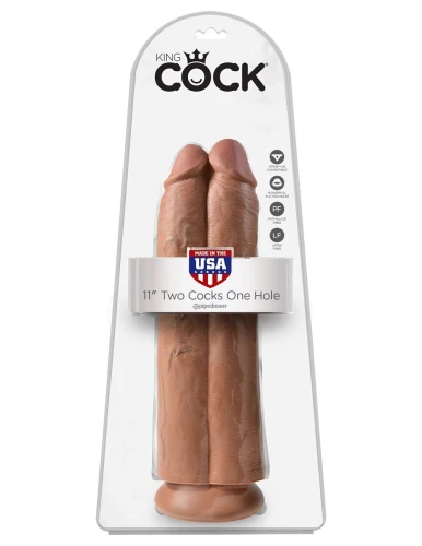Сдвоенный фаллоимитатор-мулат 11" Two Cocks One Hole - 30,5 см.