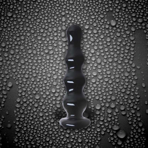 Чёрный стеклянный анальный стимулятор Crystal - Ripples