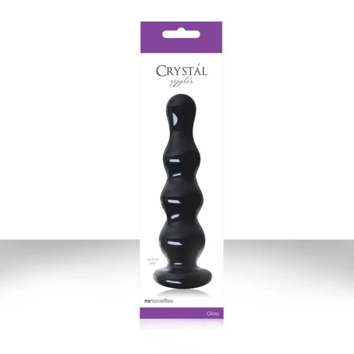 Чёрный стеклянный анальный стимулятор Crystal - Ripples
