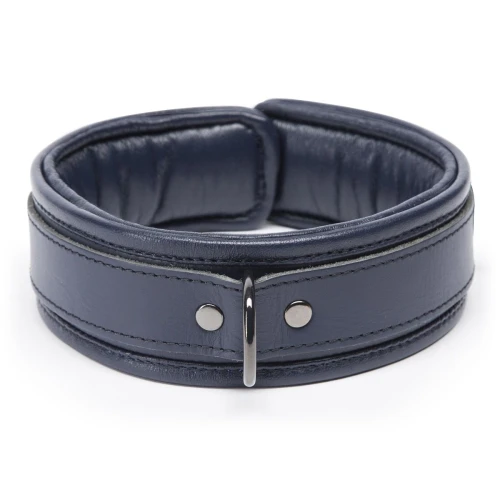 Тёмно-синий кожаный ошейник с поводком No Bounds Collection Collar & Chain
