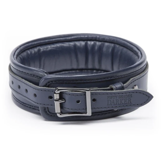 Тёмно-синий кожаный ошейник с поводком No Bounds Collection Collar & Chain