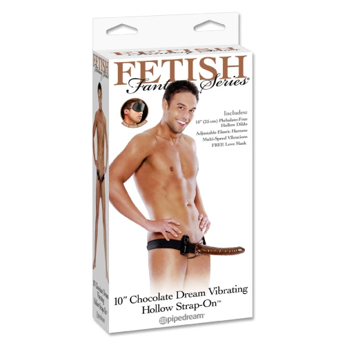 Страпон шоколадного цвета с вибрацией Chocolate Dream Vibrating Hollow - 25 см.