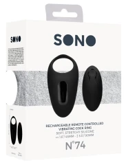 Чёрное эрекционное кольцо SONO №74 с пультом